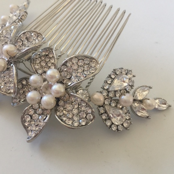 WEDDING BELLES CRYSTAL BRIDAL HAIR COMB SILVER WITH PEARLS NEW main image 8